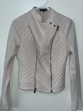 Entry Women's Quilted Light Cream Moto Jacket